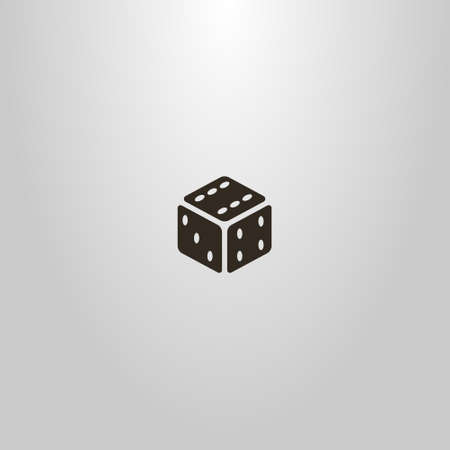 black and white simple vector flat art outline sign of single diceのイラスト素材
