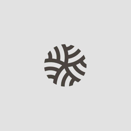 black and white simple vector flat art round iconic sign of abstract geometric flower patternのイラスト素材