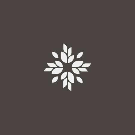 white sign on a black background. simple vector flat art outline iconic sign of flowering plant flowering plant with leaves or petalsのイラスト素材