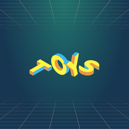 colorful simple vector illustration of headline of signboard with 3D text toys in the form of...