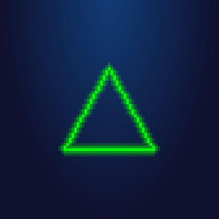 colorful simple vector pixel art illustration of green led light triangleのイラスト素材