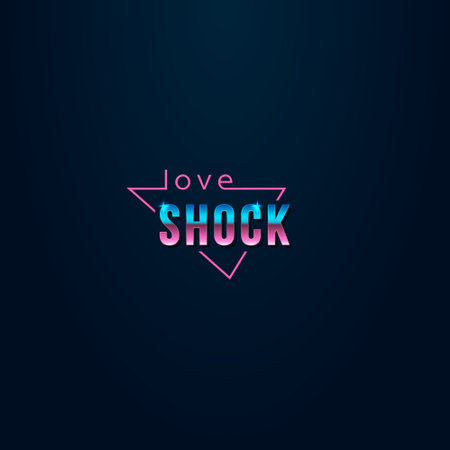 colorful simple vector illustration in retro futurism style of headline signboard text love shockのイラスト素材