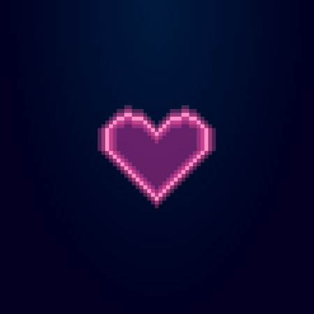 colorful simple vector pixel art illustration of absrtract red or pink led light heart symbolのイラスト素材