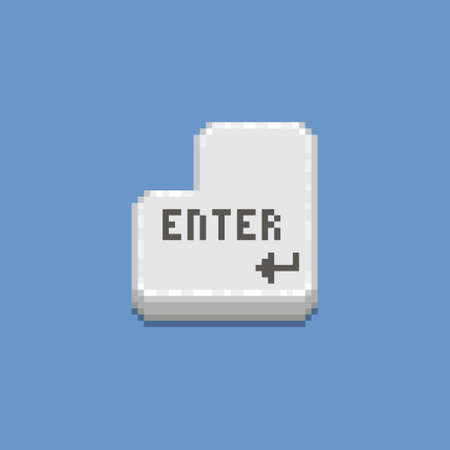 colorful simple flat pixel art illustration of cartoon enter button from computer keyboardのイラスト素材