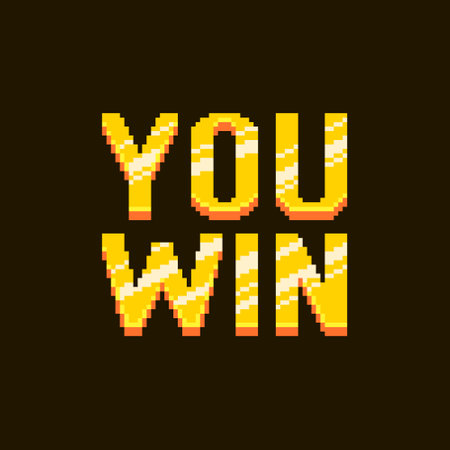 colorful simple flat pixel art illustration of cartoon golden inscription you win on a black backgroundのイラスト素材