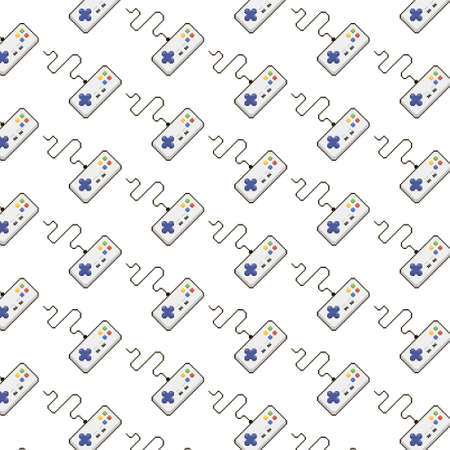 simple vector pixel art multicolor endless pattern of old fashioned gamepad. seamless pattern of...
