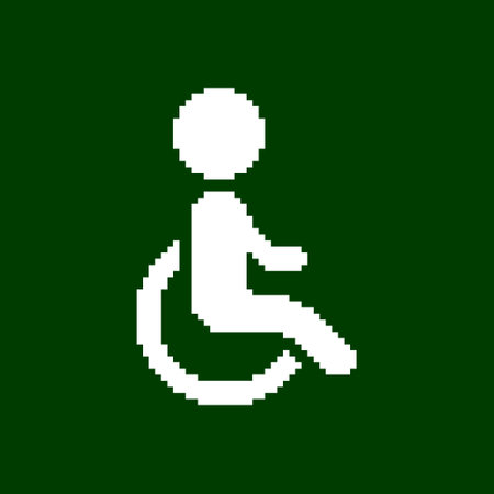 monochrome simple vector flat pixel art illustration of International Symbol of Access or ISA signのイラスト素材
