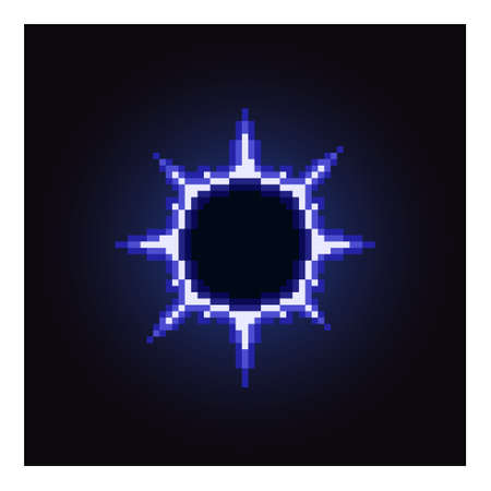 colorful simple vector flat pixel art illustration of solar or lunar eclipseのイラスト素材