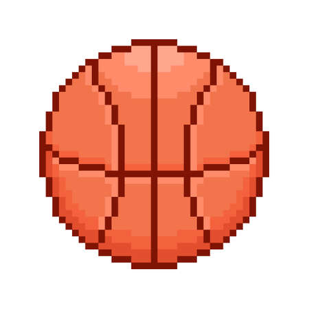 colorful simple vector flat pixel art illustration of red basketball ballのイラスト素材
