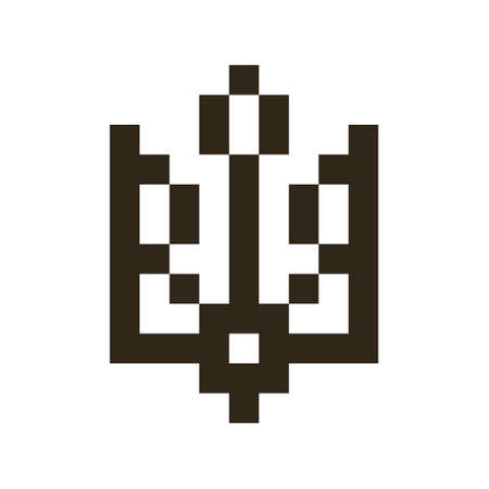 monochrome simple vector flat pixel art icon of minimalistic coat of arms of Ukraineのイラスト素材