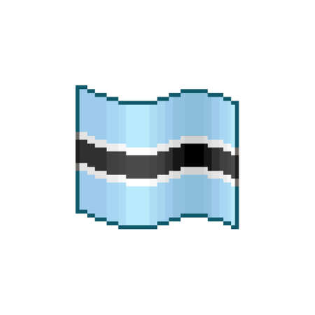 colorful simple vector flat pixel art illustration of flowing flag of Botswanaのイラスト素材