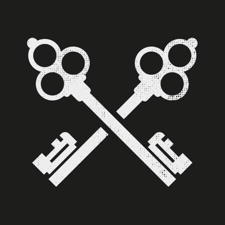 Sign of two vintage retro crossed keysのイラスト素材