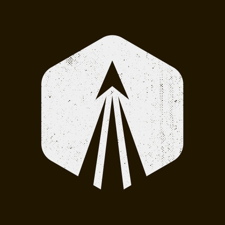 hexagon abstract minimalistic monochrome sign of spaceship taking off