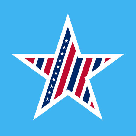 colorful minimalistic sign of stylized striped star of USA flagのイラスト素材