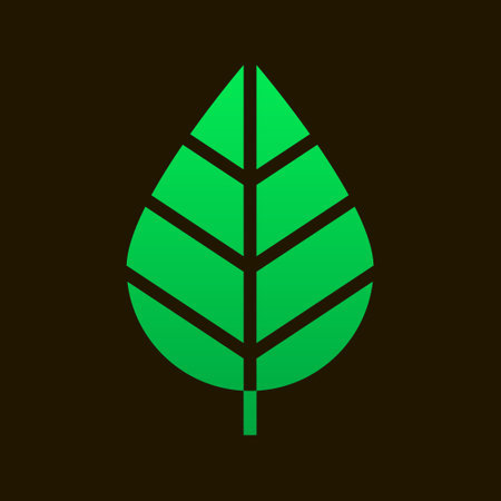 minimalistic abstract geometric flat art sign of green leaf