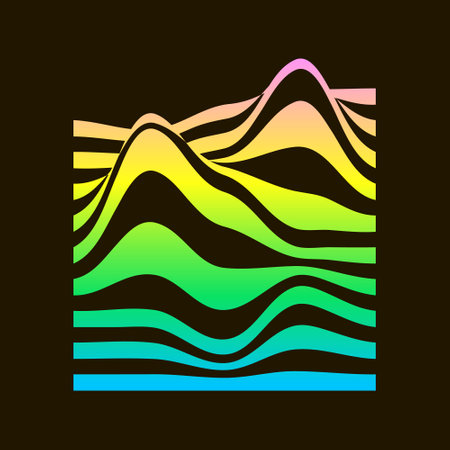 minimalistic abstract rainbow colors sign of wavy lines difusionのイラスト素材