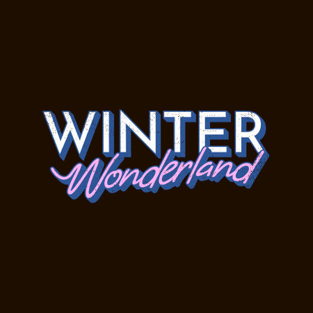 colorful vintage lettering winter wonderlandのイラスト素材
