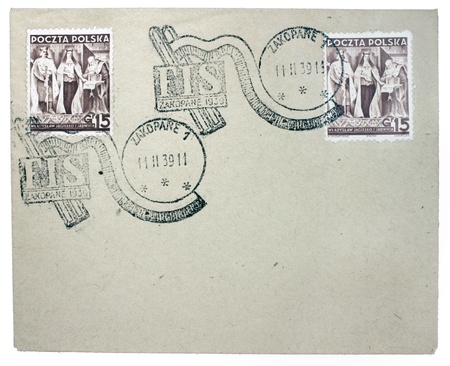 POLAND - CIRCA 1939: a stamp printed by Poland shows King Jagiello and Queen Jadwiga, circa 1939.