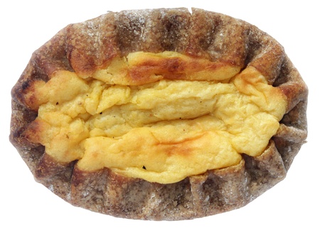 Traditional Karelian and Finnish potato pasty isolated on a white background