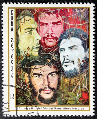 CUBA - CIRCA 1977  A postage stamp printed by CUBA shows image portrait of Argentine Marxist, a...