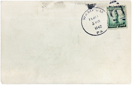 USA - CIRCA 1942: A postage stamp printed by USA shows view of the Statue of Liberty in New York City, circa 1942.の写真素材