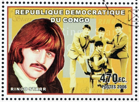 CONGO - CIRCA 2006: A postage stamp printed by CONGO shows image portrait of  famous English musician Ringo Starr, circa 2006.のeditorial素材