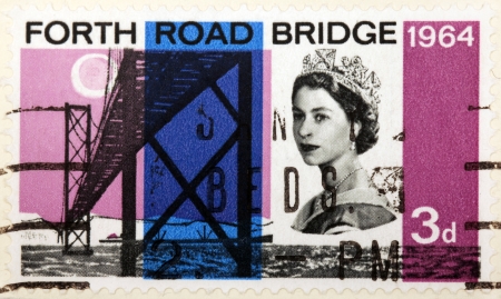 GREAT BRITAIN - CIRCA 1964: A stamp printed by GREAT BRITAIN shows the Forth Road Bridge, Suspension...