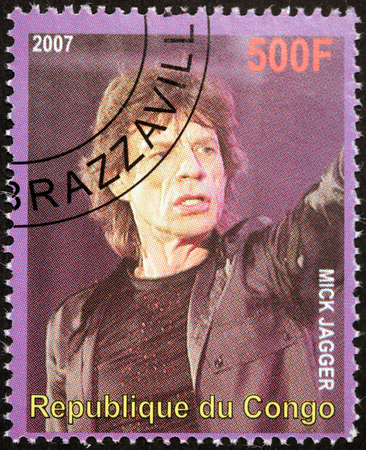 CONGO - CIRCA 2007: A postage stamp printed by CONGO shows image portrait of  famous English...