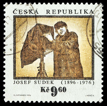 LUGA, RUSSIA - FEBRUARY 08, 2018: A stamp printed by CZECH REPUBLIC shows portrait of Czech...