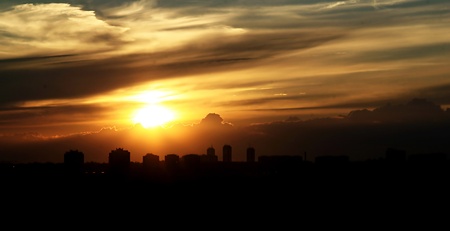 Sunset over Belgrade  cityの写真素材