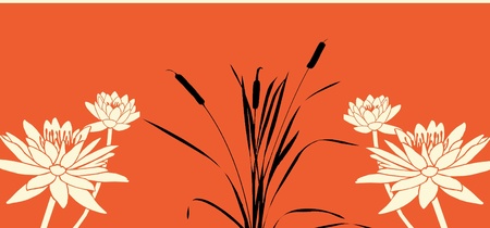 Swamp decoation on orange backgroundの写真素材