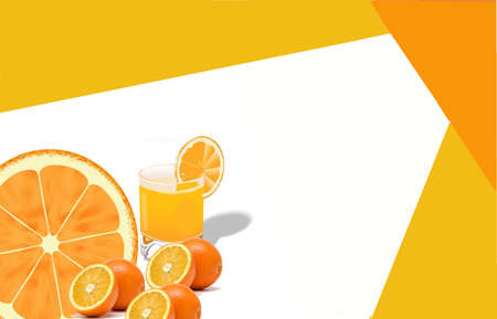Oranges with a glass of juice