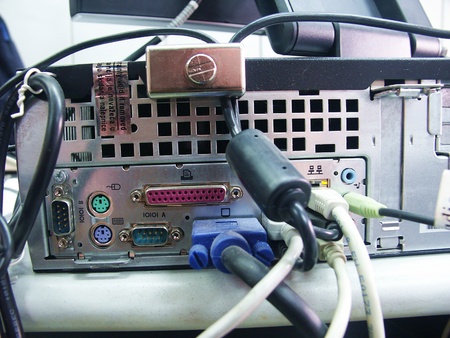 Back pannel PC mess,close up