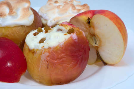 apples with raisin and a sweet cream,It is very tasty.の写真素材