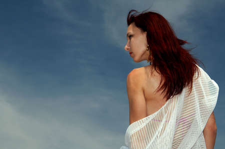 The image of the woman in the wild nature has deep sense and unique beauty