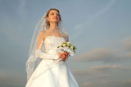 Bride in wedding gownの写真素材
