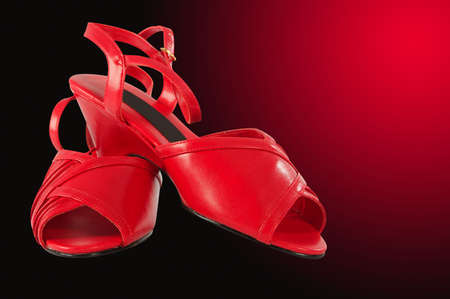 Female footwear of the different size on a white backgroundの写真素材