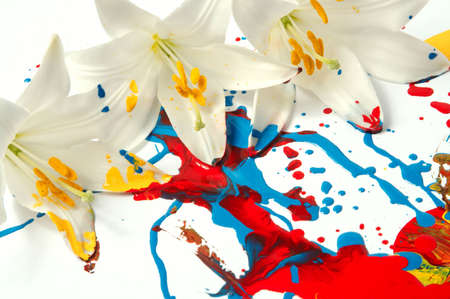 Combination of artificial paints and natural elementsの写真素材