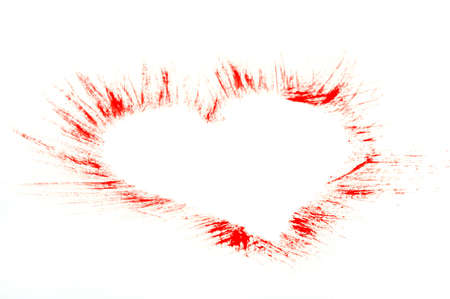 The drawn symbol of heart on a white backgroundの写真素材