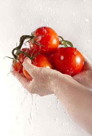 Before meal it is necessary to wash vegetables in flowing water.の写真素材