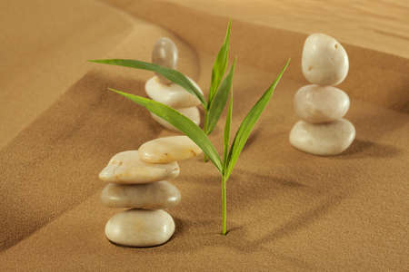 Elements feng shui for a relaxation and concentration of ideas on sand.の写真素材