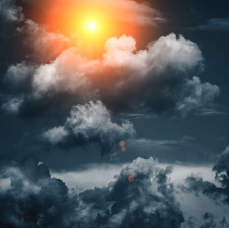 Heavenly landscape of the cloudy sky with beautiful clouds.の写真素材