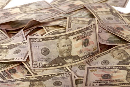 American dollars on a white background