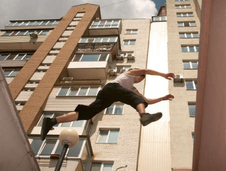 Teenager carries out dangerous exercisesの写真素材