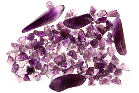Crystals of amethyst are isolated on a white background.の写真素材
