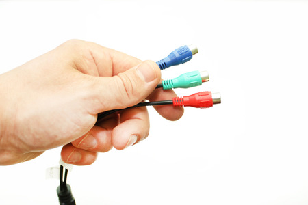 Connection of wires tulip in a hand on a white background 