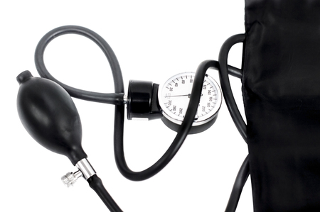 Apparatus for measuring blood pressure on a white backgroundの写真素材
