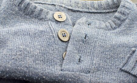 Texture - gray wool sweater with buttonsの写真素材