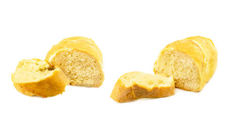 Two loaf of fresh bread on a white background