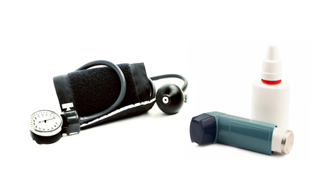 Aerosols, and inhaler device for pressure measurement on a white background